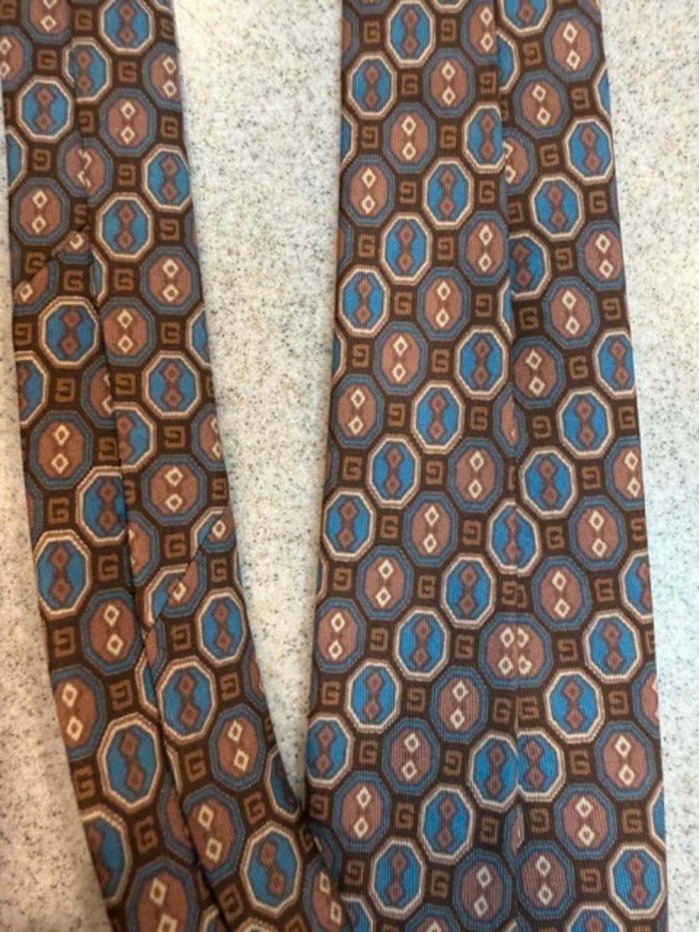 Vintage 1970s Gucci silk tie Brown G Logo - Picture 7 of 7